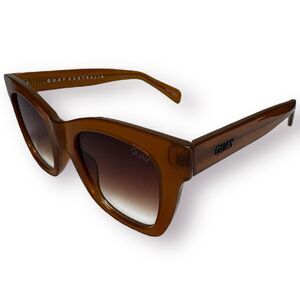 QUAY After Hours 111 Sunglasses Crystal Caramel Smoke Taupe Gradient Lenses Rare